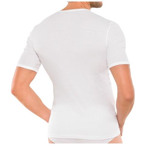 2 Pack Uomo Canottiera 1/2 Arm Cotone Costine M-xxxl - Bianco - Bianco, 6 (tg. Large)  - Foto 2