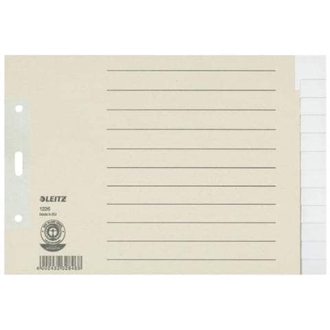 Leitz Tauenpapier-register, Blanko, A5 Quer, 12-teilig, Grau 100 G-qm, Lochung 80 Mm, Mit Lochverstrkung Des (1226-00-85)  - Foto 1