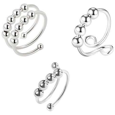 Confezione Da 3 Anelli Antistress Rame Regolabili Silver - Foto 1