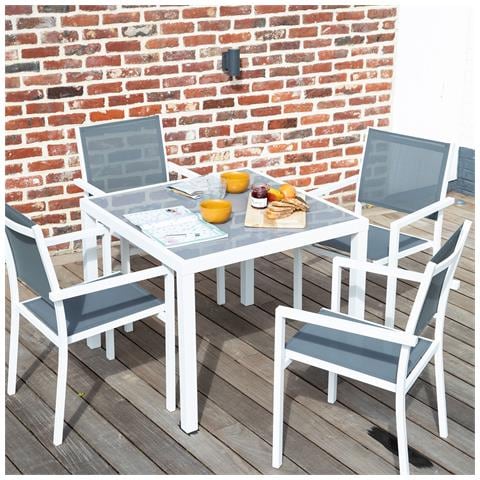 Bergamoset Di Mobili Da Giardino In Textilene Grigio 4 Posti - Alluminio Bianco - Foto 12