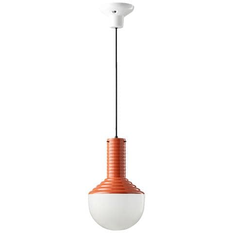 Sospensione Vintage Grande Decò Selaron Ceramica Arancio Poke 1 Luce E27 - Foto 4