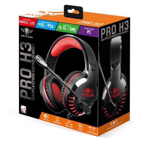 PRO-H3 Auricolare Cablato A Padiglione Gaming Nero, Rosso - Foto 4