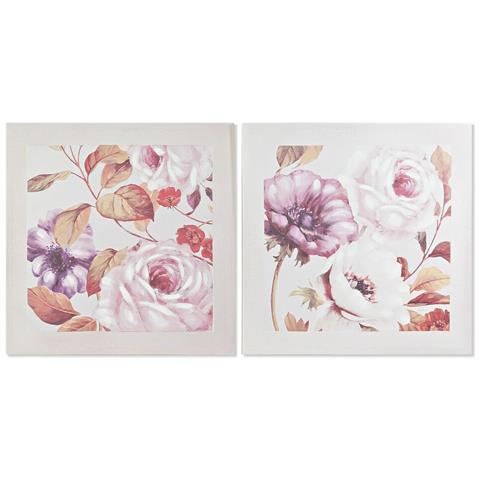 Quadro Dkd Home Decor Rose Romantico 70 X 3 X 70 Cm (2 Unità) - Foto 1