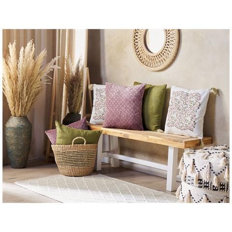 Cuscino Decorativo Carissa Cotone 45 X 45 Cm Floreale Stampa A Blocchi Multicolore - Foto 1