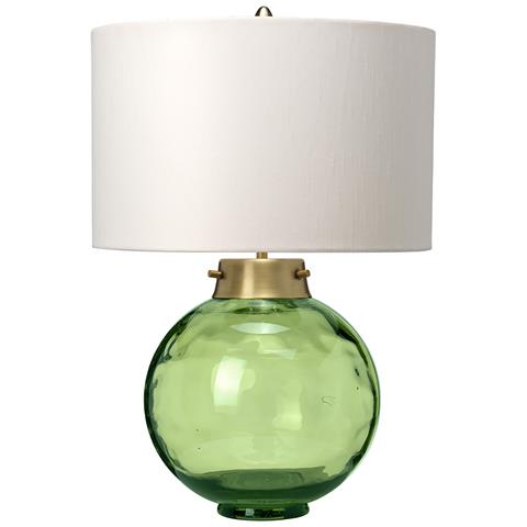 Lampada Scrivania Contemporanea Kara Vetro Metallo Ottone Vetro Verde 1 Luce E27 - Foto 1