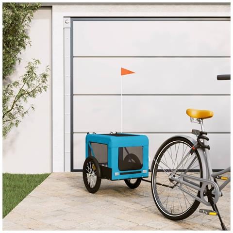 Rimorchio Da Bici Per Animali Blu E Nero Oxford E Ferro - Foto 8