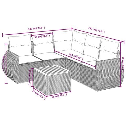 Set Divano Da Giardino 6 Pz Con Cuscini Beige In Polyrattan - Foto 3