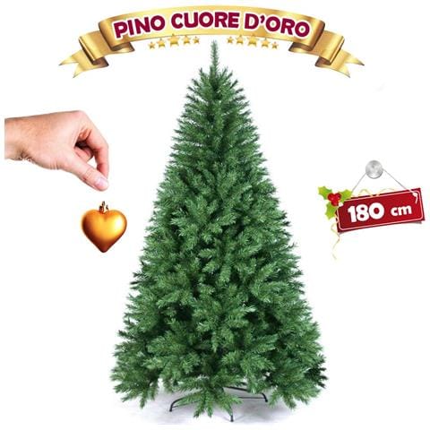 Albero Di Natale 180 Cm Pino Cuore D'oro Verde Folto 605 Rami Base A Croce - Foto 1