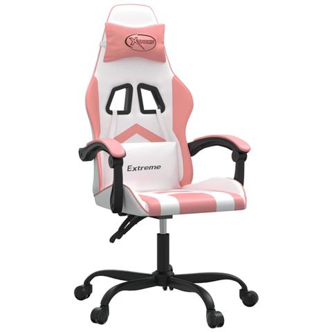 Sedia da Gaming Bianco e Rosa in Similpelle - Foto 1