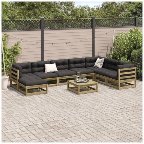 Set Divani da Giardino 9 pz in Legno Impregnato di Pino - Foto 10
