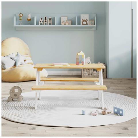 Tavolo per Bambini con Panche IRUN 90x79,5x50 cm Legno Massello - Foto 2