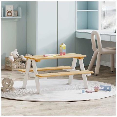 Tavolo per Bambini con Panche IRUN 90x79,5x50 cm Legno Massello - Foto 1