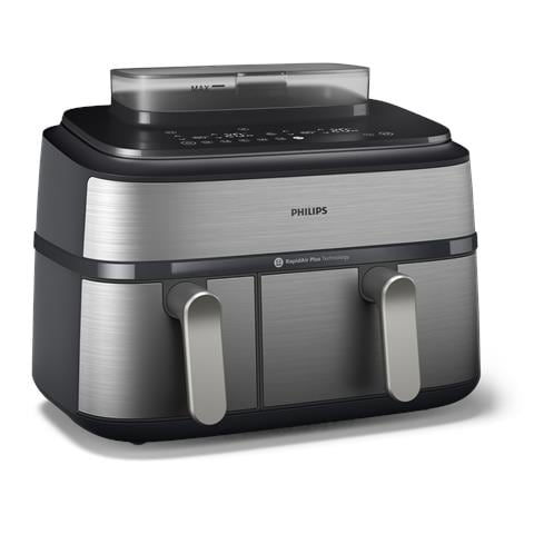Friggitrice ad Aria NA555/00 Airfryer Serie 5000 con Doppio Cestello 9L e Cottura a Vapore Argento - Foto 1