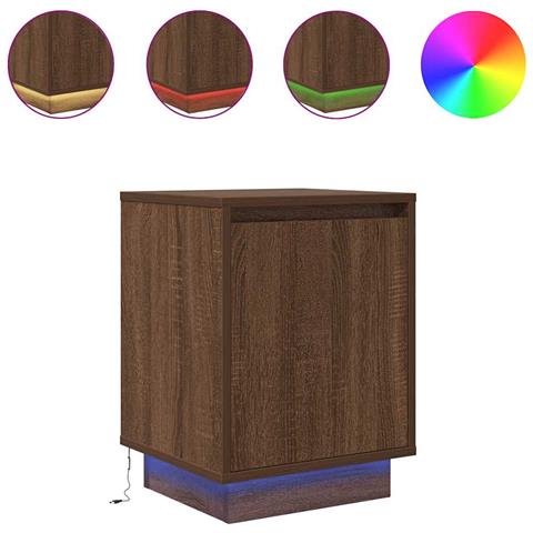 Comodino Con Luci Led Rovere Marrone 38x34x50 Cm - Foto 2