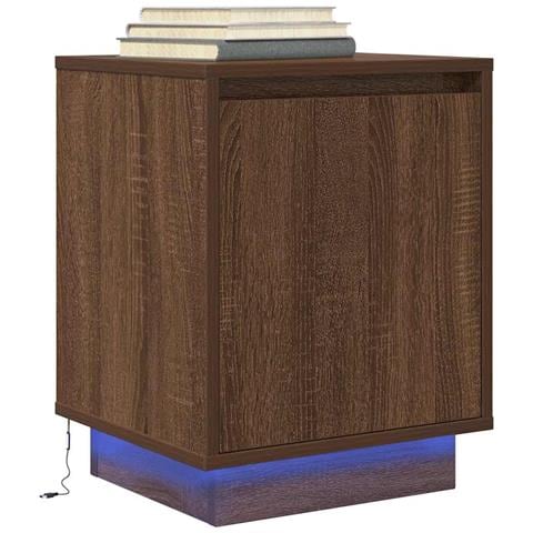 Comodino Con Luci Led Rovere Marrone 38x34x50 Cm - Foto 1