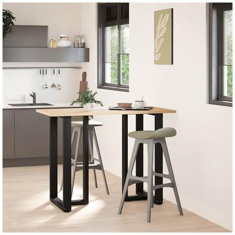 Gambe Tavolo Bar A Forma T 2 Pz Nero 60x35x(100-101) Cm Acciaio - Foto 2