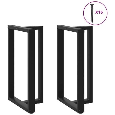 Gambe Tavolo Bar A Forma T 2 Pz Nero 60x35x(100-101) Cm Acciaio - Foto 3