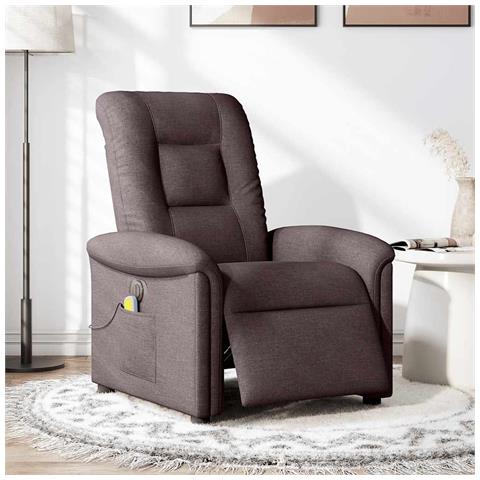 Poltrona Massaggio Reclinabile Elettrica Marrone Scuro Tessuto - Foto 2