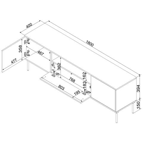Armadio RTV EF + camino nero TRESSE 180x40x54,5 verde opaco - Foto 2