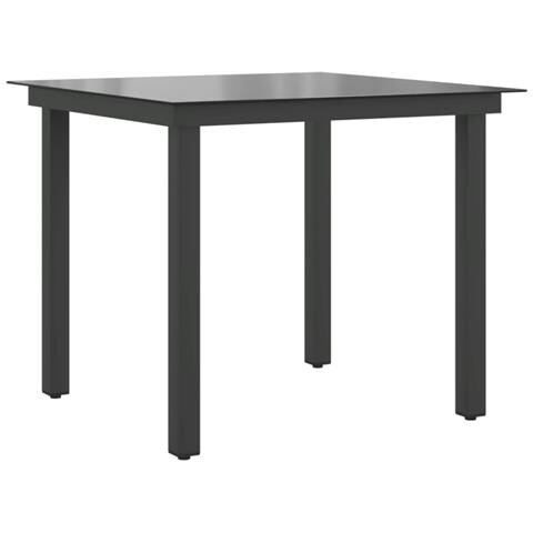 Tavolo Da Giardino Nero 80x80x74 Cm In Alluminio E Vetro - Foto 1