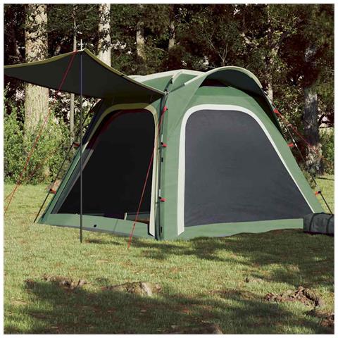 Tenda Campeggio 4 Persone Verde Rilascio Rapido Impermeabile - Foto 2