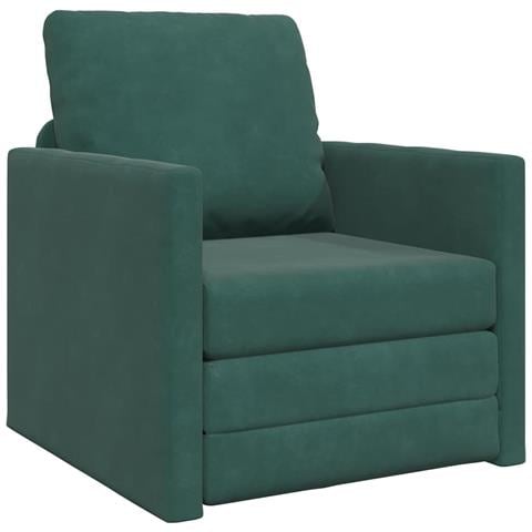 Divano Letto 2-in-1 Verde Scuro 74x77x81 cm in Velluto - Foto 1
