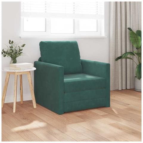 Divano Letto 2-in-1 Verde Scuro 74x77x81 cm in Velluto - Foto 2