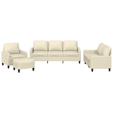 Set di Divani 4 pz con Cuscini crema in Similpelle - Foto 1