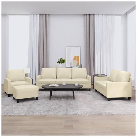 Set di Divani 4 pz con Cuscini crema in Similpelle - Foto 2