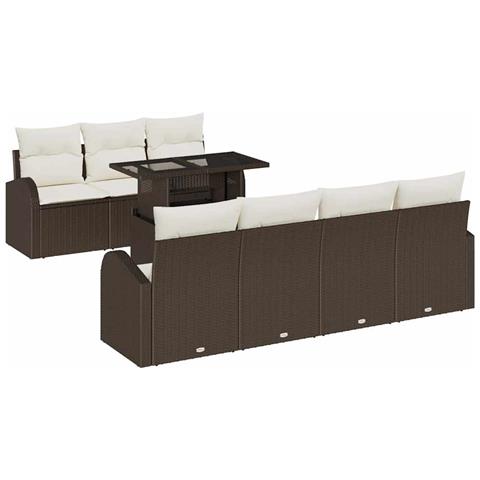 Set di Divani da Giardino da 8 Pezzi con Cuscini Marrone Rattan PE - Foto 1