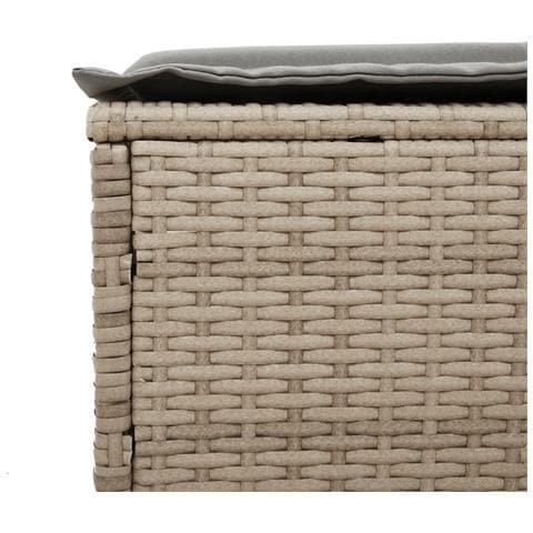 Lettino Prendisole con Tavolo e Cuscino Beige in Polyrattan - Foto 9