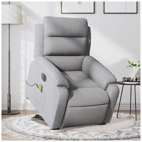 Poltrona Alzapersona Massaggi Elettrica Grigio Chiaro Tessuto - Foto 2
