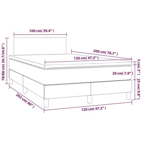 Giroletto a Molle con Materasso Grigio Chiaro 120x200cm Tessuto - Foto 7