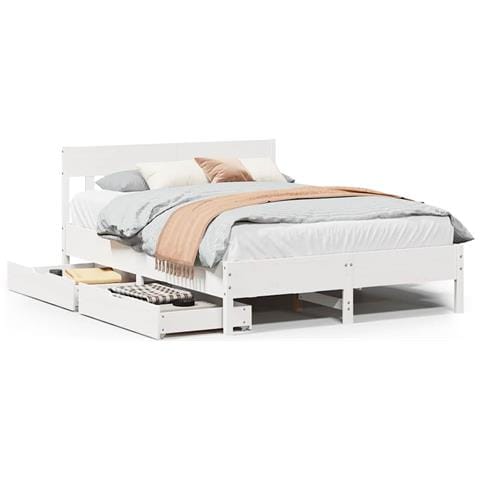 Letto senza Materasso Bianco 120x200 cm Legno Massello di Pino - Foto 1