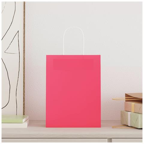 Sacchetti di Carta 50 pz con Manici Rosa 21x11x28 cm - Foto 2