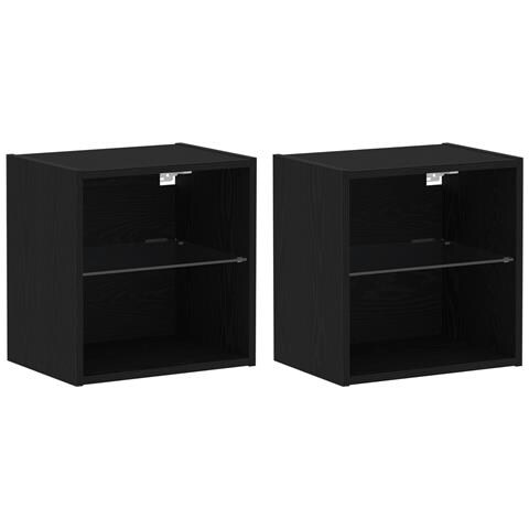 Mensola Galleggiante 2 pz Nero Rovere 40x28,5x40 cm Legno Ingegnerizzato - Foto 1