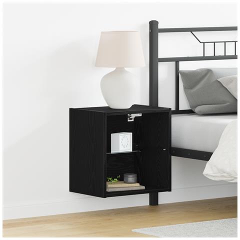 Mensola Galleggiante 2 pz Nero Rovere 40x28,5x40 cm Legno Ingegnerizzato - Foto 2