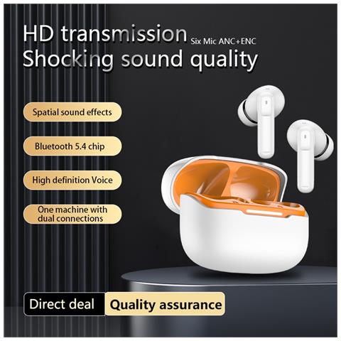 Auricolari Bluetooth Bianco-arancio Con Anc+enc A Sei Microfoni Per Chiamate Hd E Audio Spaziale White+orange - Foto 3