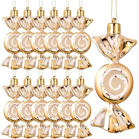 Mini Ornamenti Natalizi A Forma Di Caramella - Set Da 6, Decorazioni Festive Da Appendere All'albero Champagne - Foto 1
