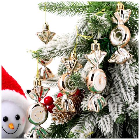 Mini Ornamenti Natalizi A Forma Di Caramella - Set Da 6, Decorazioni Festive Da Appendere All'albero Champagne - Foto 7
