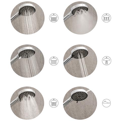 Kit Doccia Con Soffione E Flessibile Mapiri 6 Funzioni Argento - Foto 2