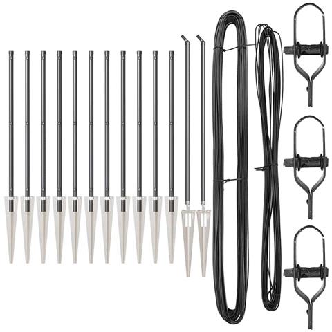 Pali per Recinzione 13 pcs Grigio Ø32mm 80 cm Acciaio zincato - Foto 1