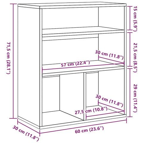 Libreria Rovere Artigianale 60x30x71,5 cm Legno Multistrato - Foto 9
