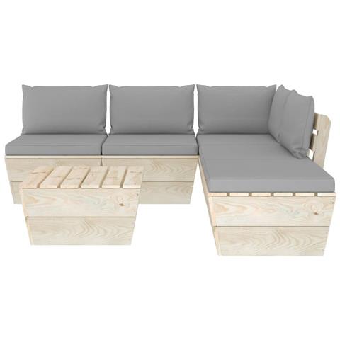 Lusso Casadino -  Set Divani Da Giardino Su Pallet 6 Pz Con Cuscini Legno Abete - Foto 2