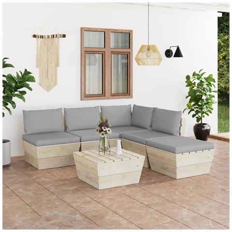 Lusso Casadino -  Set Divani Da Giardino Su Pallet 6 Pz Con Cuscini Legno Abete - Foto 8