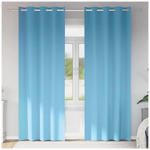 Tende con tende 2 pcs Azzurro 245x140cm Poliestere - Foto 2