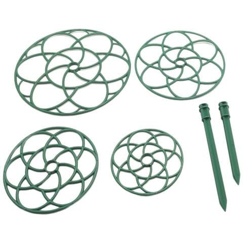 Supporto Per Piante A Forma Di Girasole - Confezione Da 2, Supporto Per Steli Di Piante In Plastica Verde - Foto 4