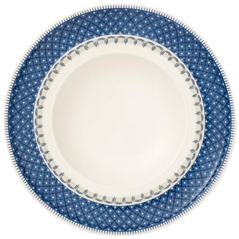 Casale Blu Piatto fondo Rotondo Porcellana Beige, Blu 1 pz - Foto 1
