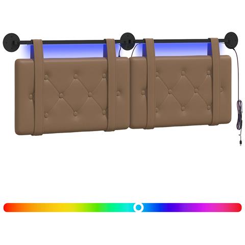 Testiera sospesa Con luce LED Cappuccino Similpelle - Foto 1