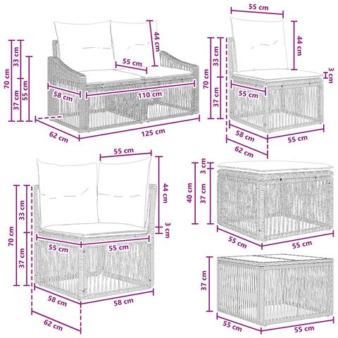 Set Divano da Giardino 12 pcs Grigio polyrattan - Foto 9